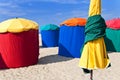 Beach umbrellas, Deauville, Normandy Royalty Free Stock Photo