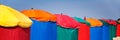 Beach umbrellas, Deauville, Normandy France. Colorful web banner Royalty Free Stock Photo