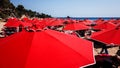 Beach Umbrellas on Makris Gialos Beach, Kefalonia, Greece