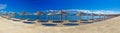 Beach umbrellas panoramic view, Vir island