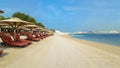 Beach with umbrellas in Ras al Khaimah. September 2018 Royalty Free Stock Photo