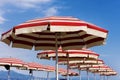 Beach umbrellas on Riccione, Italy Royalty Free Stock Photo