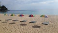 Beach umbrellas on Surin beach, Puket, Thailand