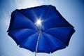 Beach umrella with blue sky Royalty Free Stock Photo