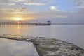 Beach under the beautiful sunset landscape