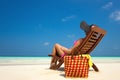 Beach vacation. Hot beautiful woman enjoying looking view of bea Royalty Free Stock Photo