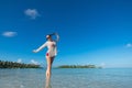 Beach vacation. Hot beautiful woman enjoying looking view of bea Royalty Free Stock Photo