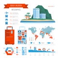 Beach vacation infographics. Summer travel and tourism planning.