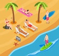 Beach Vacation People Isometric Composition Royalty Free Stock Photo