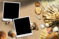 Beach Vacation - Seashells and Instant Photos Royalty Free Stock Photo