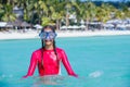 Beach vacation snorkel girl snorkeling Royalty Free Stock Photo