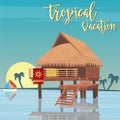 Beach Vacation Tropical Paradise. Exotic Island Bungalows