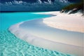 a beach with a very blue water and a white sand beach with a long line of sand and water Royalty Free Stock Photo