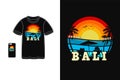 Beach vibes Bali t shirt design silhouette retro vintage style