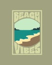 retro Beach Vibes Nature Illustrations typography summer beach landscape