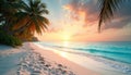 Beach View Beautiful Look Sunset View With Trees Ai Generated Image Royalty Free Stock Photo