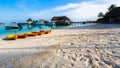 Beach view at Four Seasons Resort Maldives at Kuda Huraa Royalty Free Stock Photo