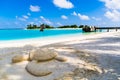 Beach view at Four Seasons Resort Maldives at Kuda Huraa Royalty Free Stock Photo