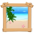 Beach view in photo frame