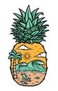 Beach view in pineapple shape