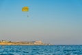 beach view from the sea with bathers and recreational activities district of Ayia Napa, close to the Mediterranean Sea, Summer