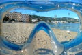 Beach view through a snorkel mask Royalty Free Stock Photo
