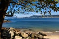 Beach view under a tree in Niteroi, Rio de Janeiro Royalty Free Stock Photo