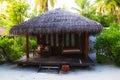 Beach villa of Medhufushi island resort in Maldives. Royalty Free Stock Photo