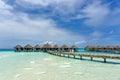 Beach villas at a tropical Maldives island