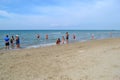 Beach in Vityazevo in the summer in a sunny weather. Royalty Free Stock Photo