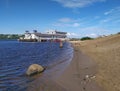 Beach on Volga river  in Kostroma, Russia Royalty Free Stock Photo