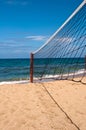 Beach volley net, blue sky and sea Royalty Free Stock Photo