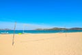 Beach volley net in Porto Pollo beach Royalty Free Stock Photo