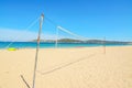 Beach volley net with surfboard Royalty Free Stock Photo