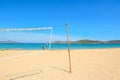 Beach volley net and surfboards in Porto Pollo Royalty Free Stock Photo