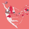 Beach volley player with a graphics trail