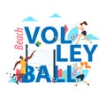 Beach Volleyball Banner with Typography, Sport Royalty Free Stock Photo