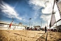 Beach Volleyball game at sea. Tournament