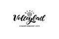 Beach volleyball hand written lettering logo with ball Royalty Free Stock Photo