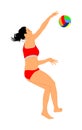 Beach volleyball player  illustration isolated on white background. Volleyball girl in action.  Summer time enjoying on sand Royalty Free Stock Photo