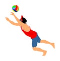 Beach volleyball player  illustration isolated on white background. Volleyball boy in action. Summer time enjoying on sand. Royalty Free Stock Photo
