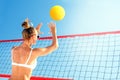 Beach volleyball player, playing summer.