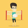 Beach volleyball player vector illustration.