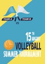 Beach Volleyball Sport Poster Vector Illustration. Summer Playing Beach Volley Team Competition Invitation.