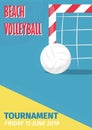 Beach Volleyball Sport Poster Vector Illustration. Summer Playing Beach Volley Team Competition Invitation.