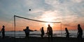 Beach volleyball sunset 2 Royalty Free Stock Photo