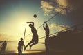 Beach Volleyball at Sunset Enjoyment Concept