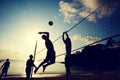 Beach Volleyball Sunset Holiday Team Concept Royalty Free Stock Photo