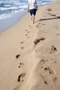 Beach walking - footprint Royalty Free Stock Photo
