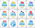 Beach warning flags icons flat set Royalty Free Stock Photo